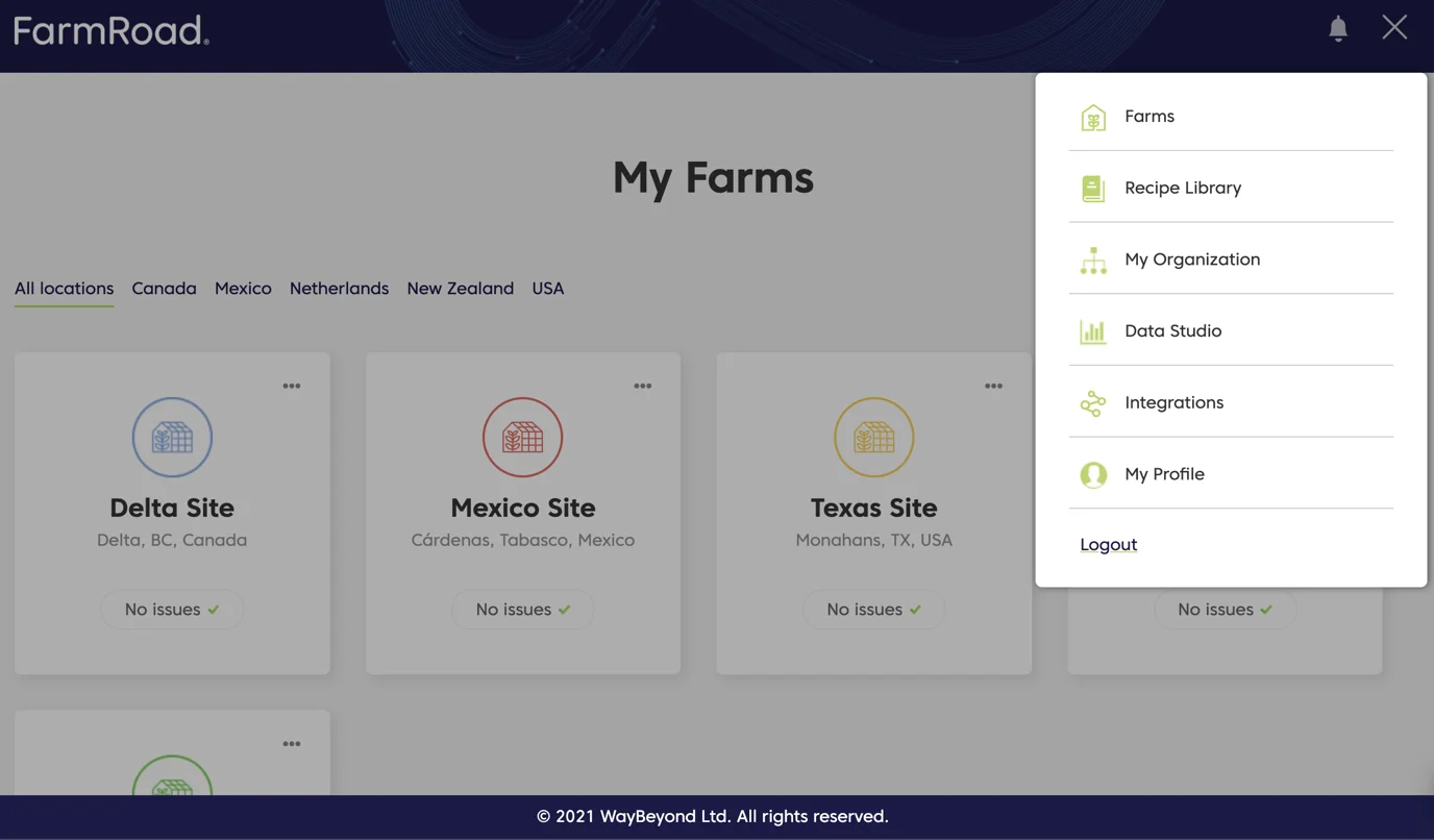 Farm Road Create Dashboard Menu