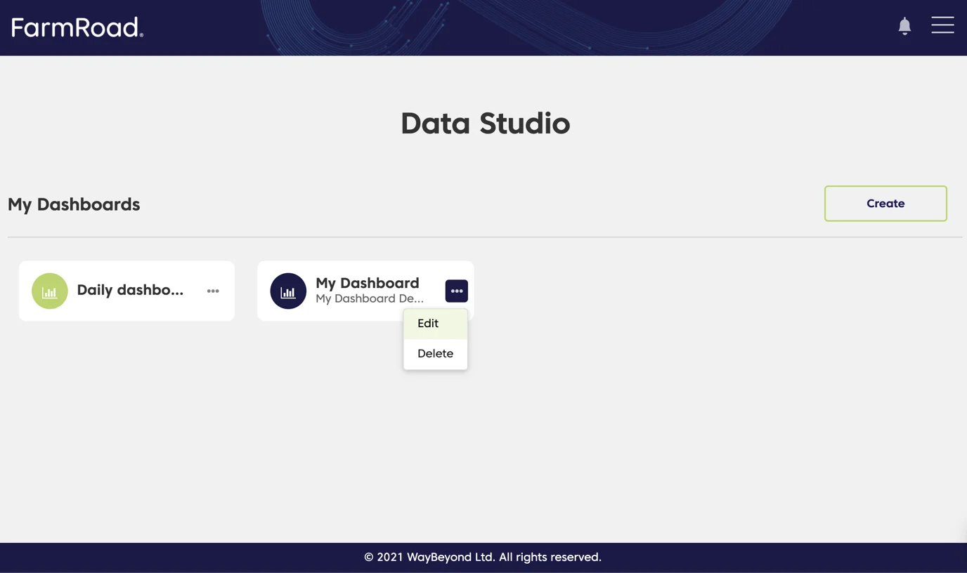 Farm Road Edit Dashboard