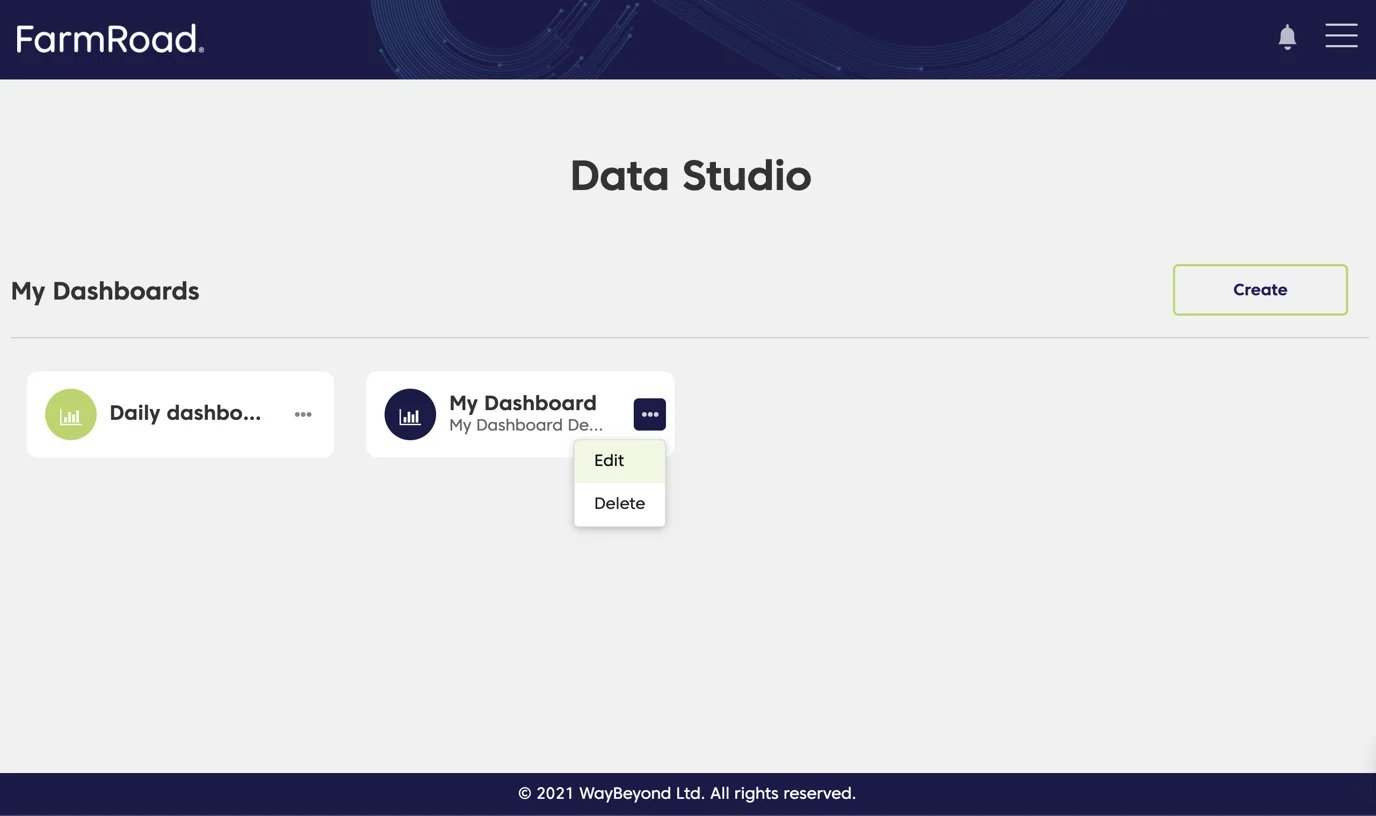 Farm Road Edit Dashboard