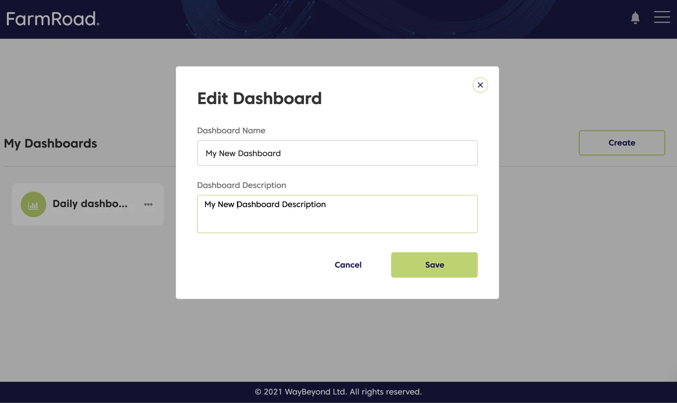 Farm Road Edit Details For Dashboard