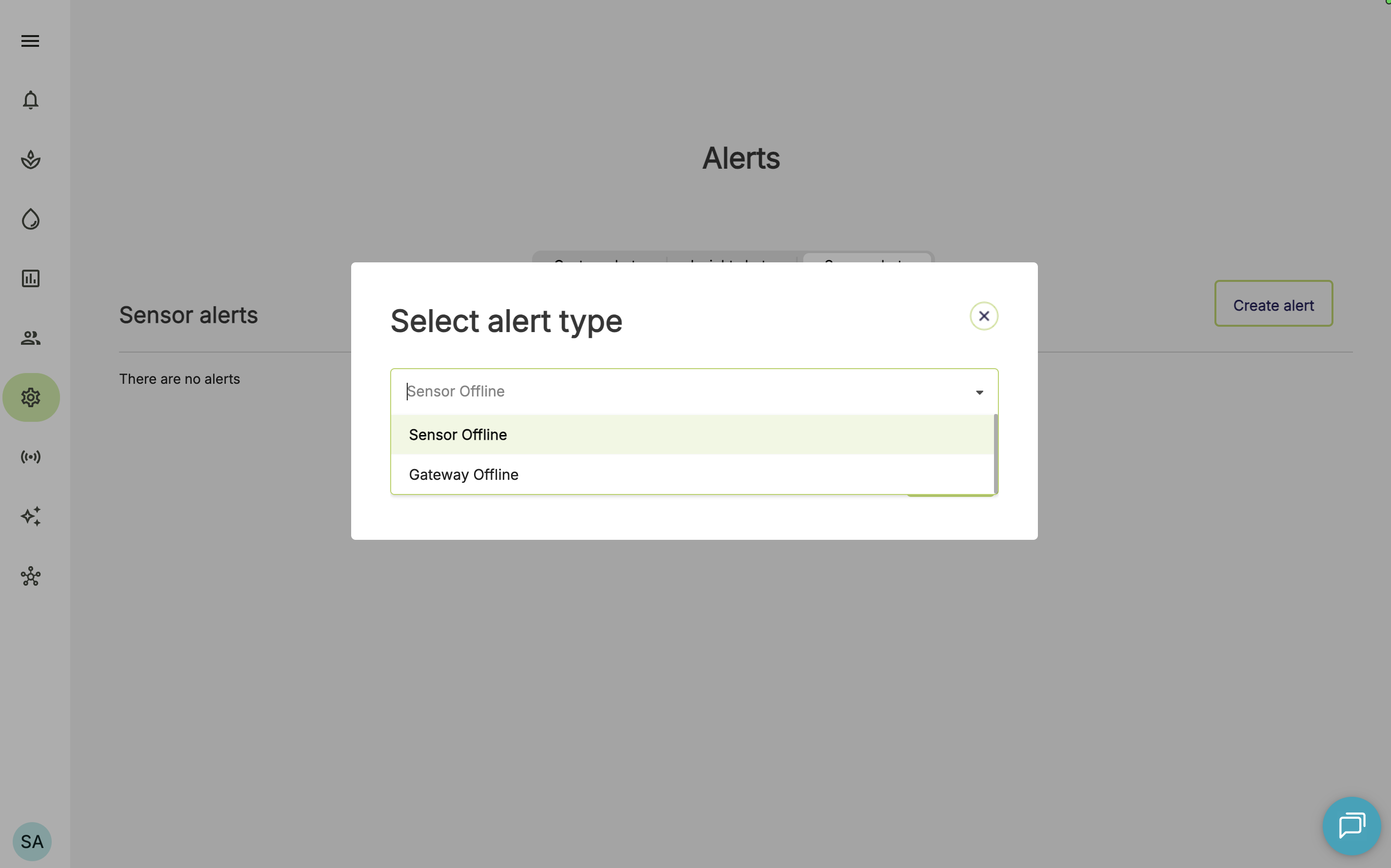 Farm Road Create Sensor Offline Alert