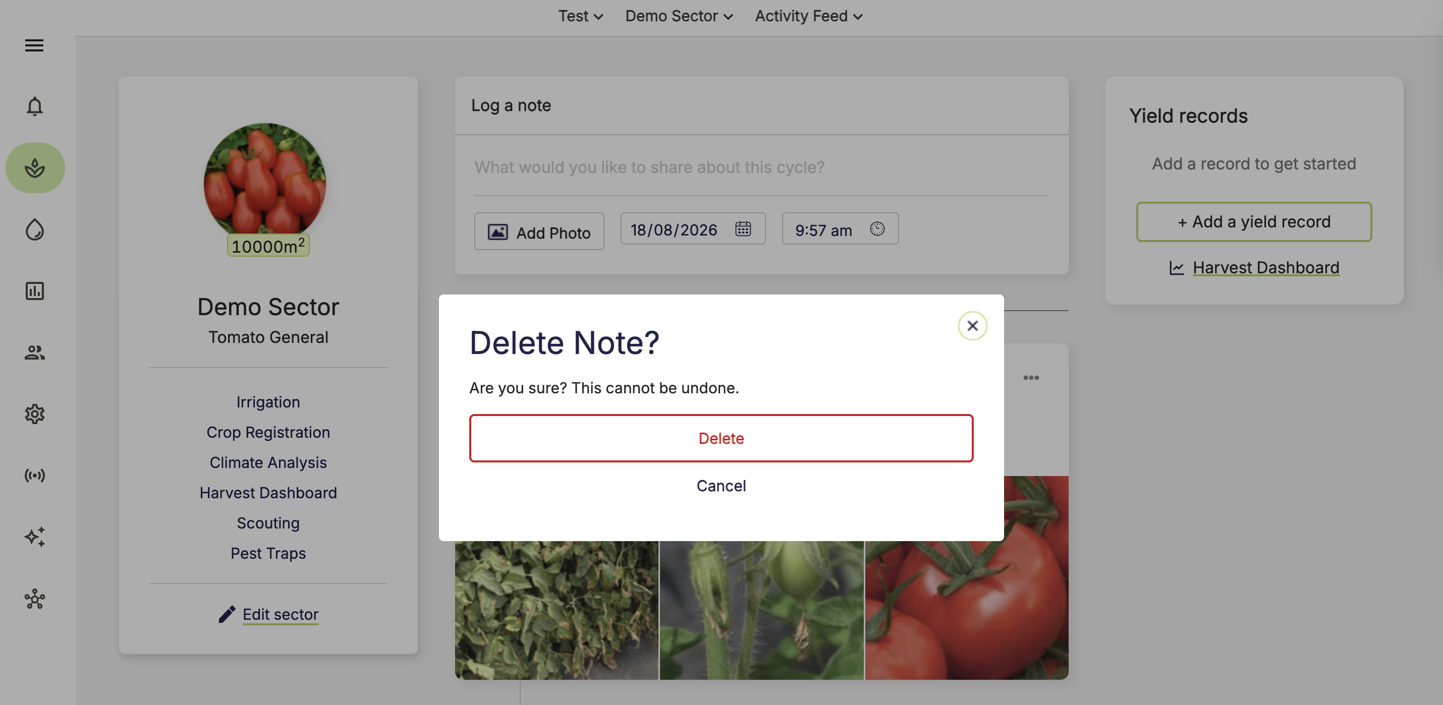 Farm Road Activity Feed Confirm Delete Note