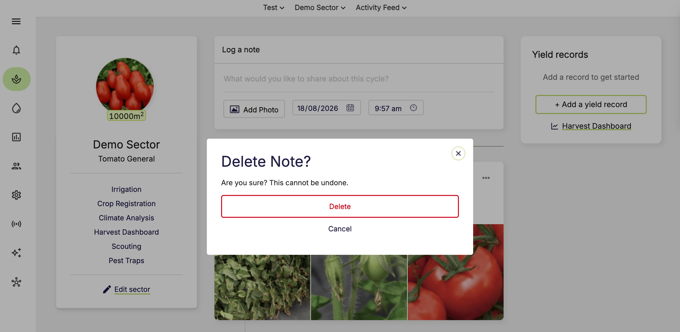 Farm Road Activity Feed Confirm Delete Note