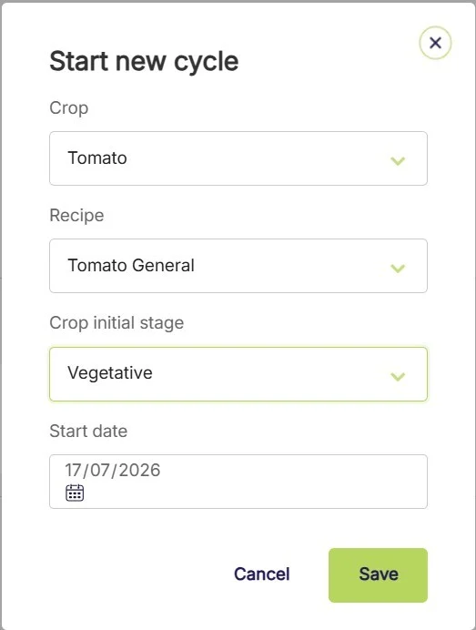 Farm Road Enter Crop Cycle Details