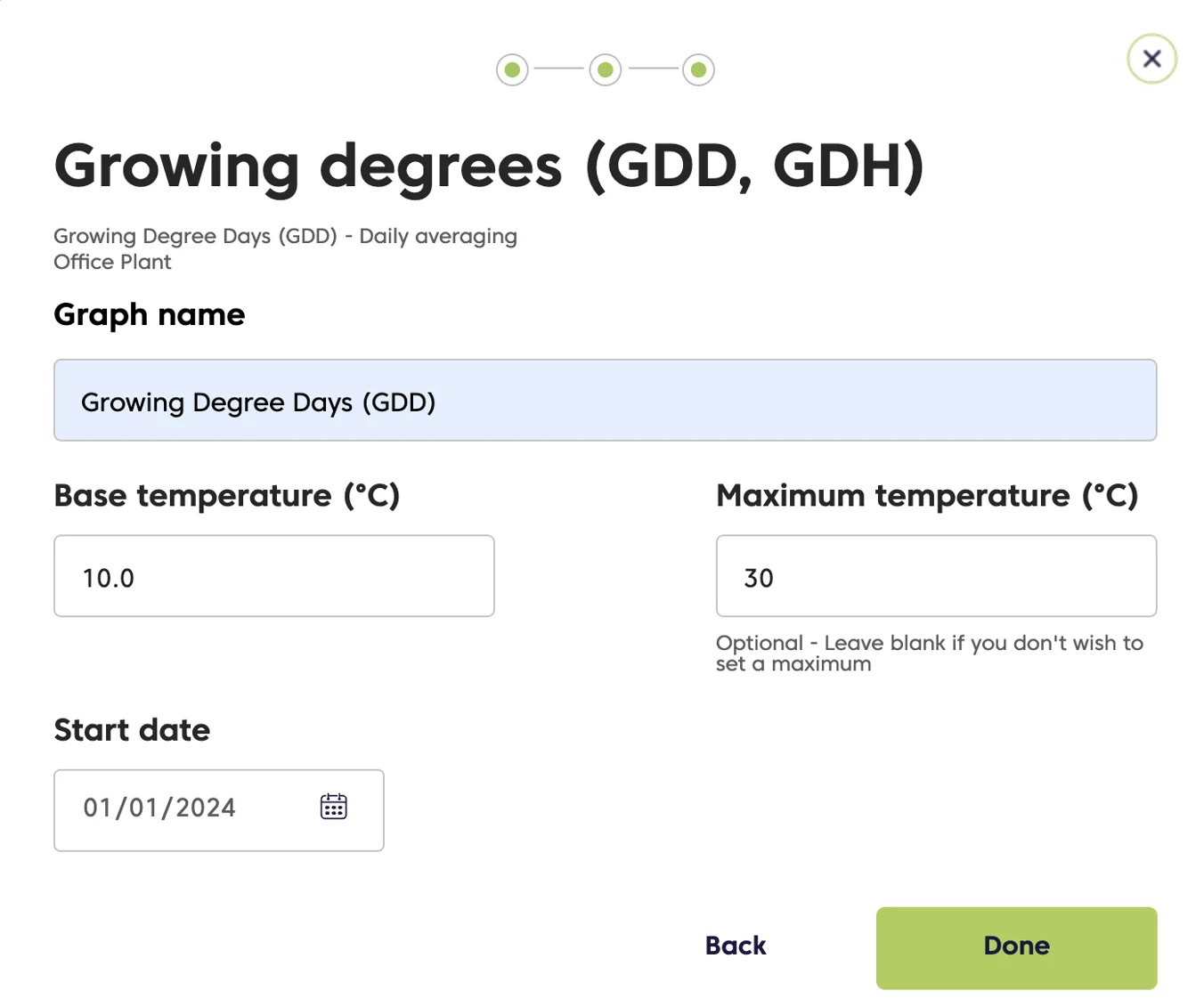Farm Road GDD Specify Temperature