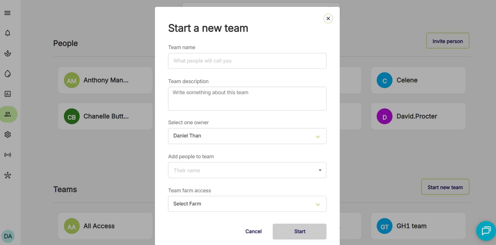 Farm Road Add Details For New Team