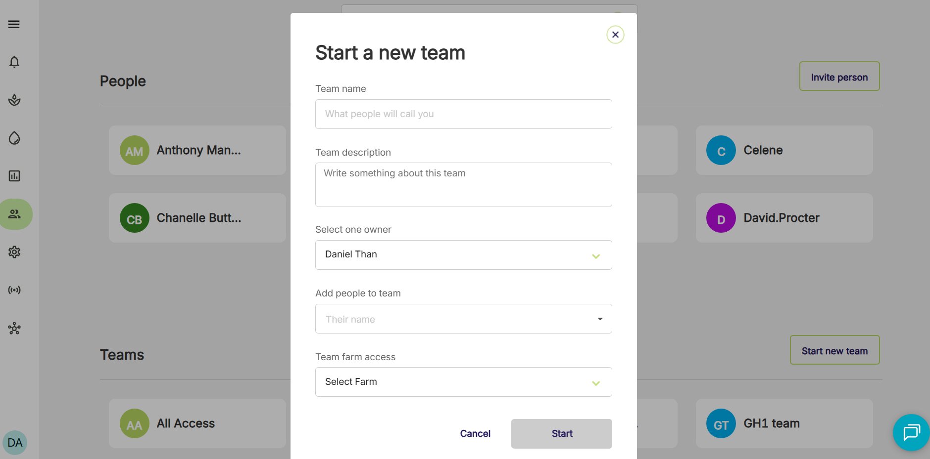 Farm Road Add Details For New Team
