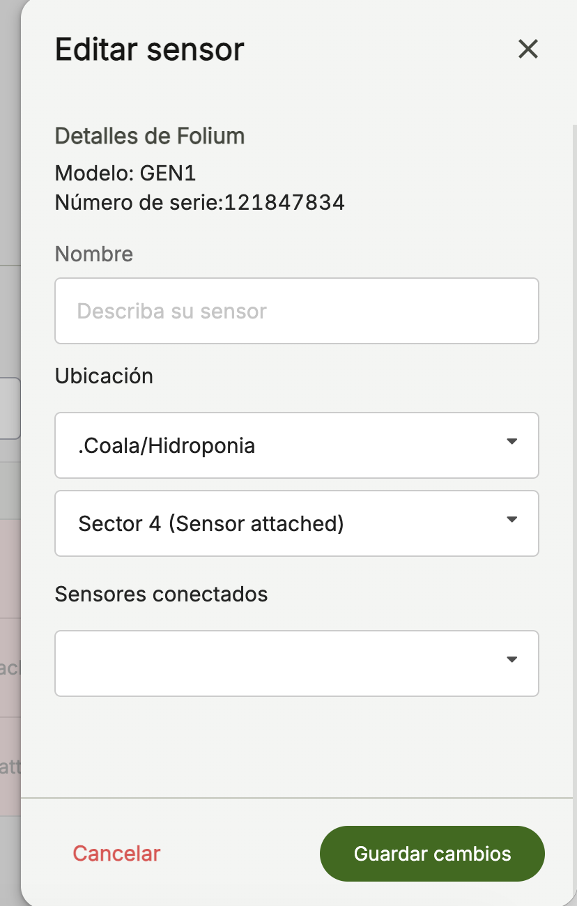 Farm Road Add Sensor Details ES