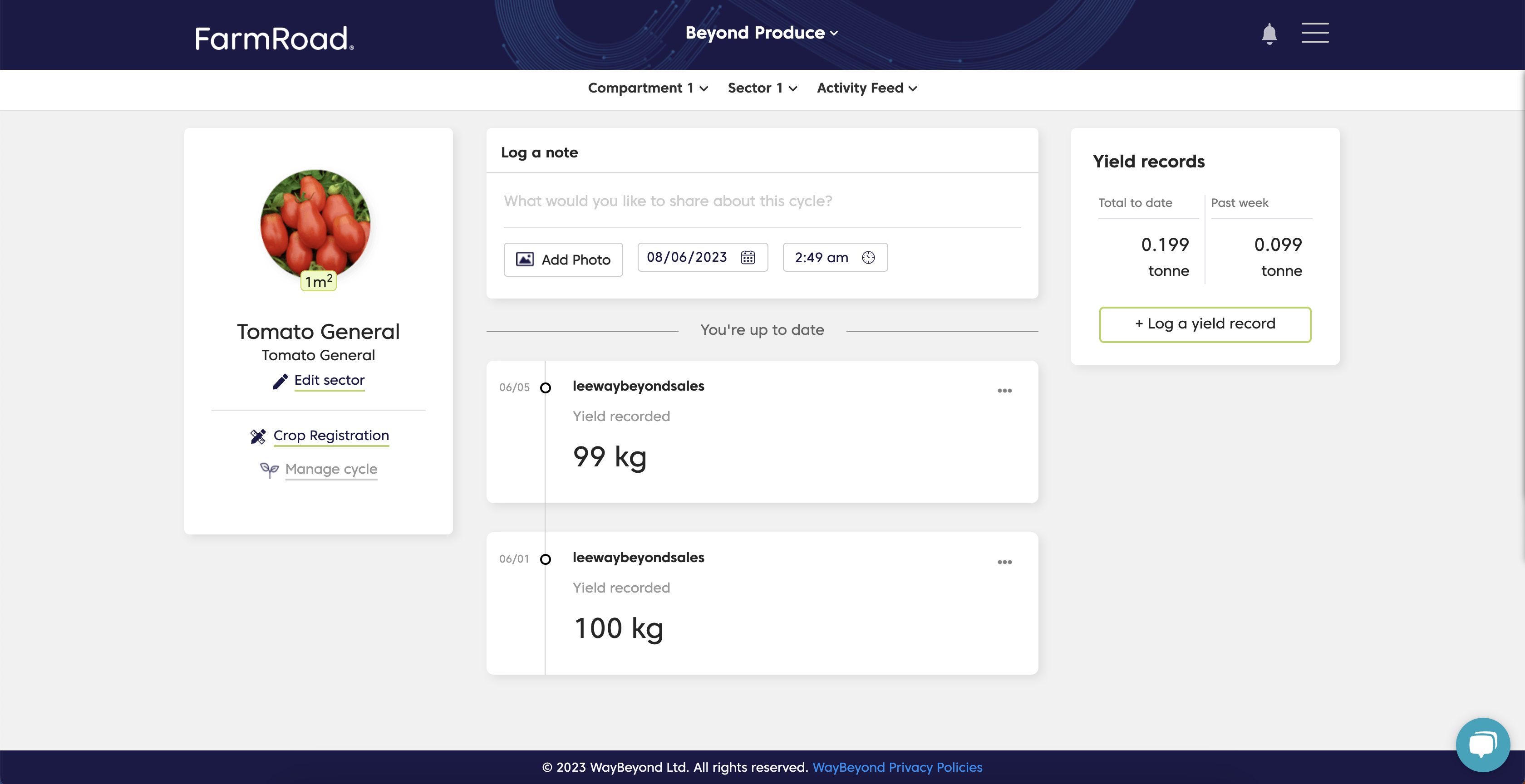 Farm Road Yield Widget