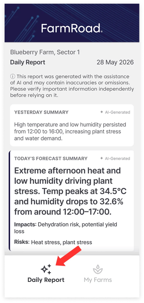 Farm Road Agronomy Intelligence Sample Daily Report On App Farm Road Agronomy Intelligence Sample Daily Report On App