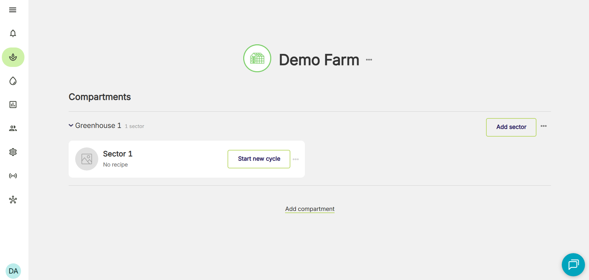 FarmRoad enter sector name and size