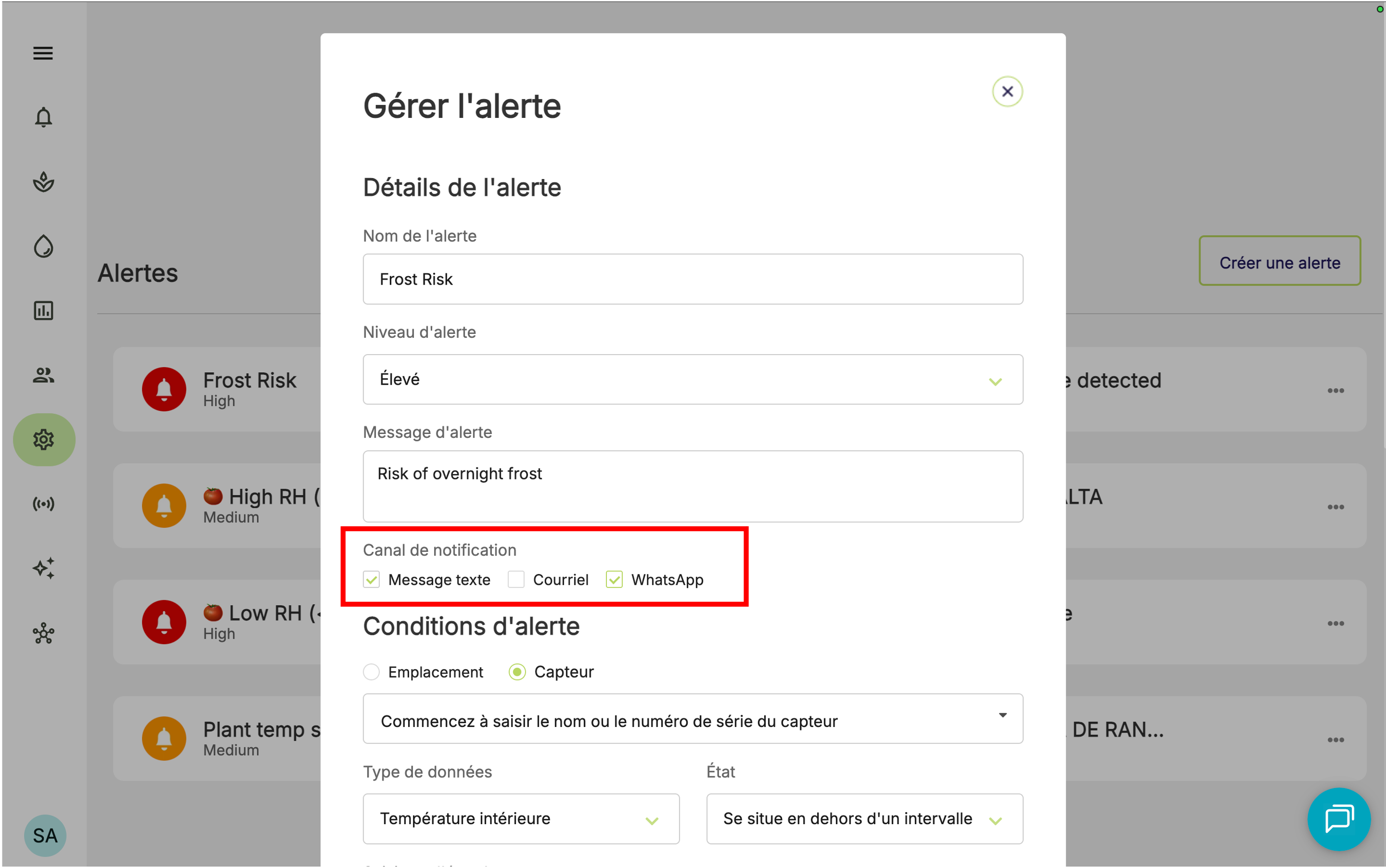 Farm Road Manage Alerts Notification Channel FR