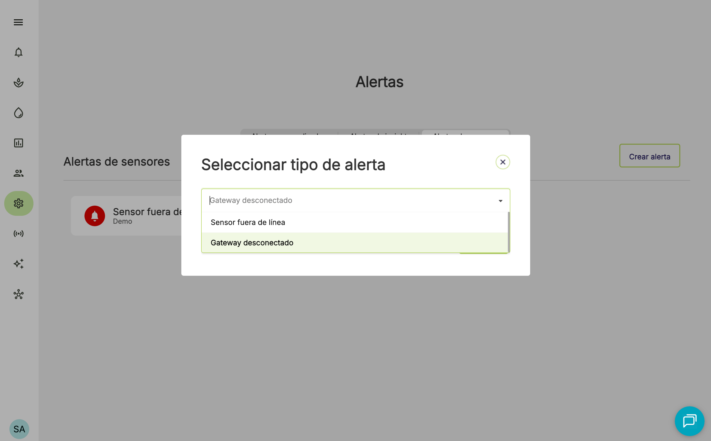 Farm Road Create Gateway Offline Alert ES