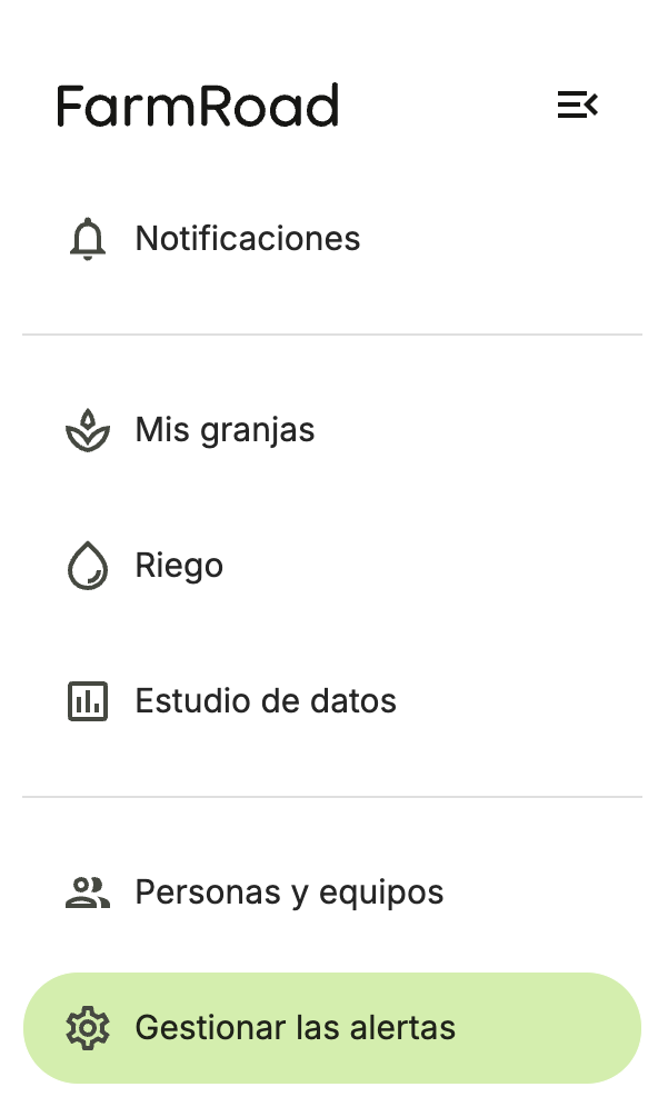 Farm Road Manage Alerts On Navigation Bar ES