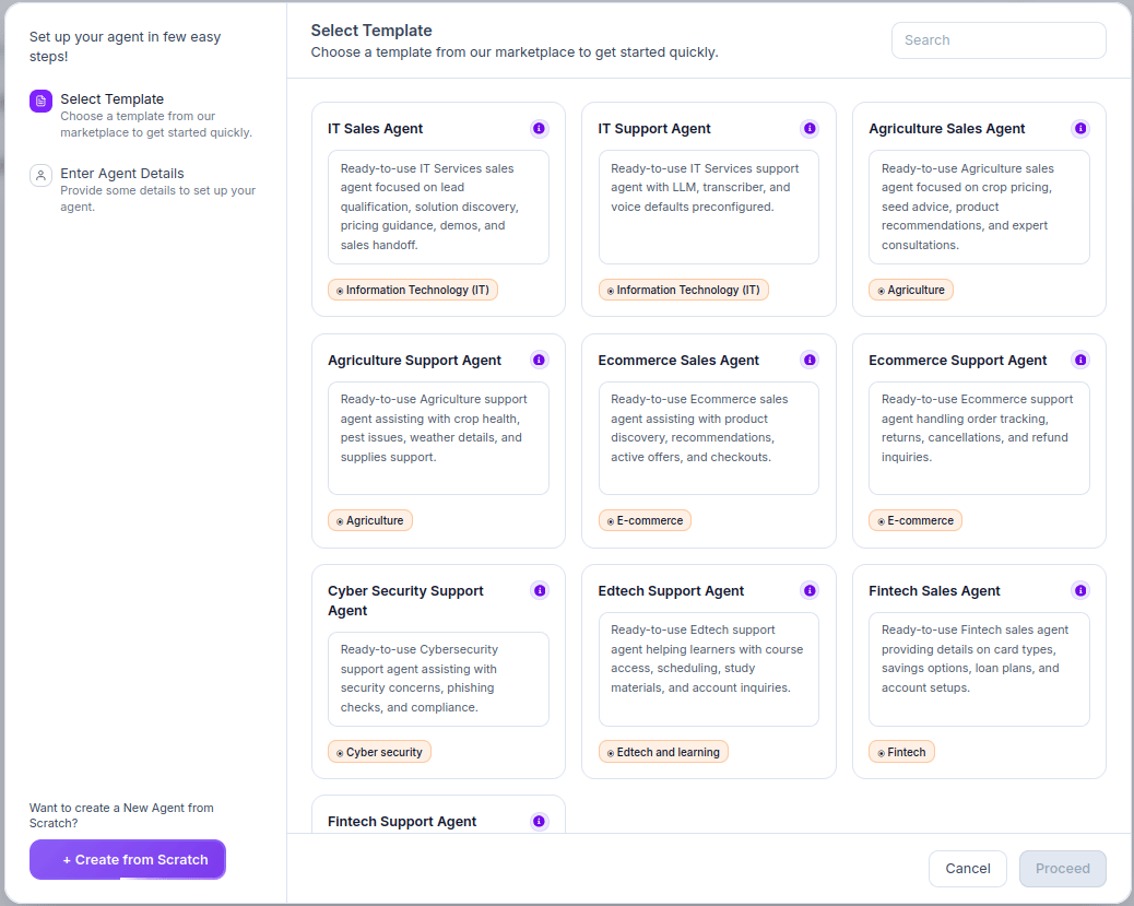 Select Agent Template