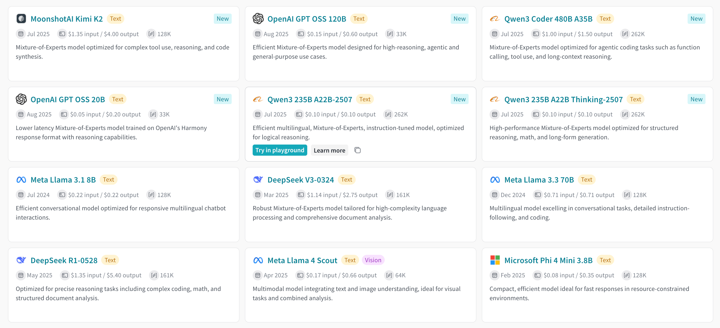 Using an Inference model in the Playground