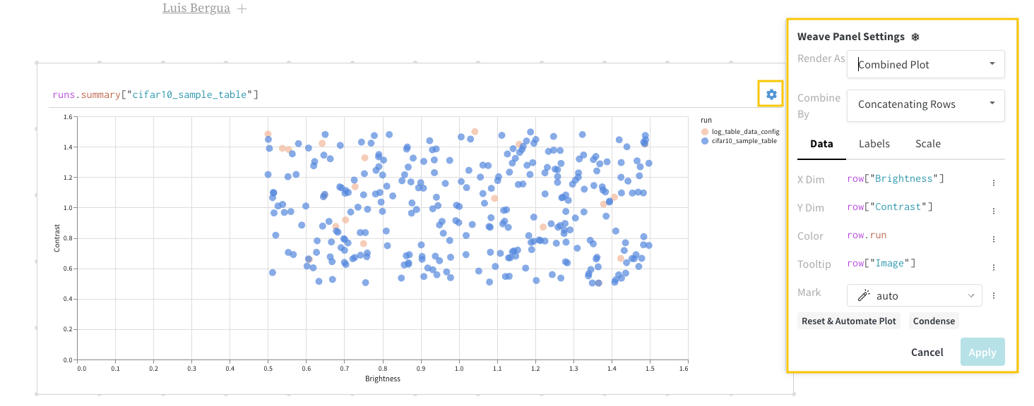 Panel configuration menu