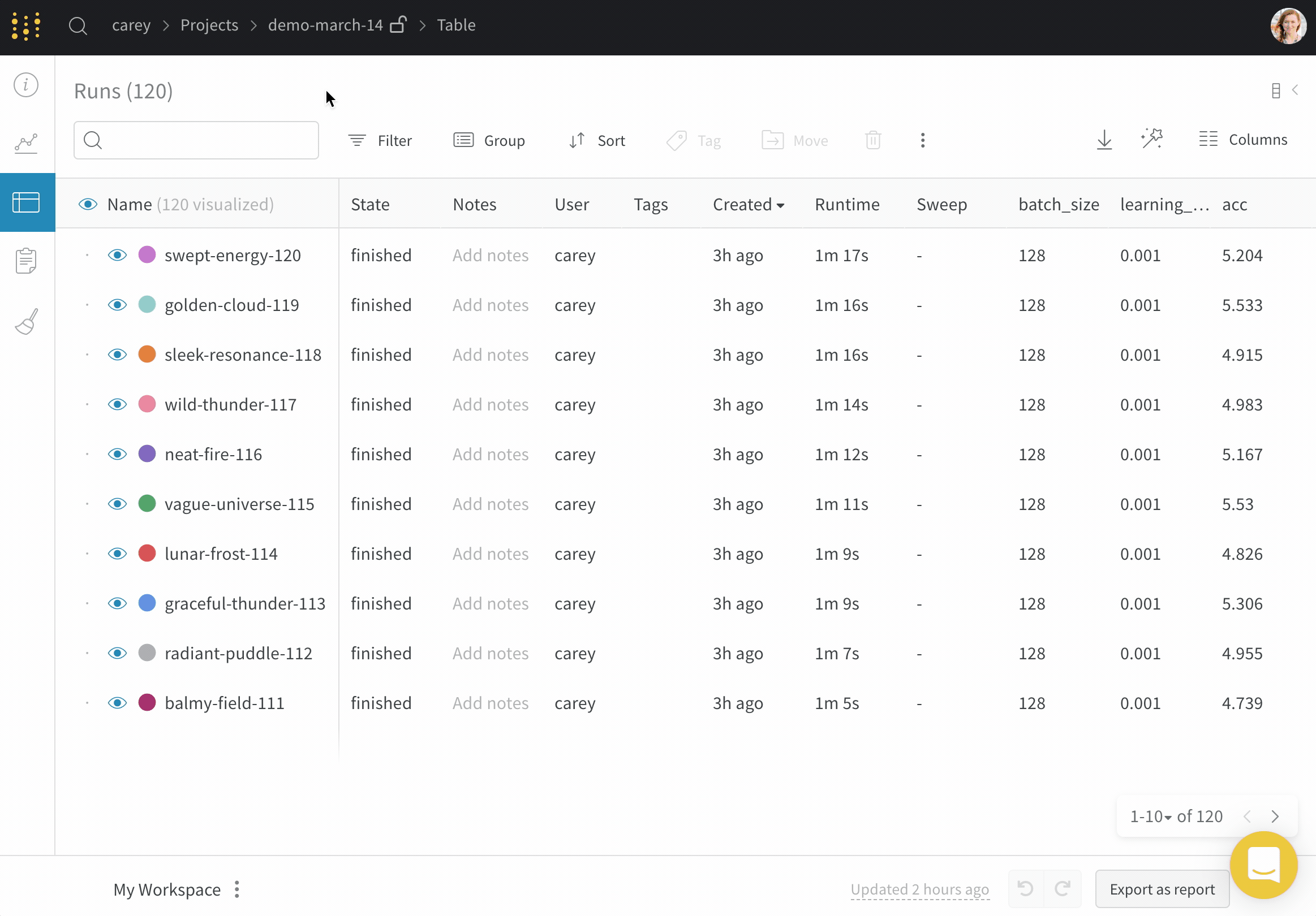Demo of moving a run to a team