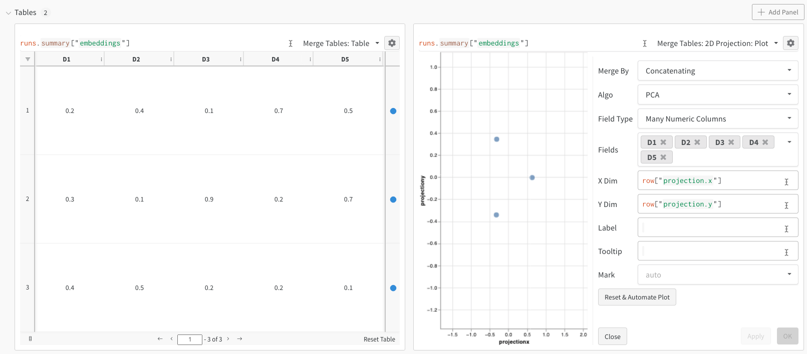 2D projection example