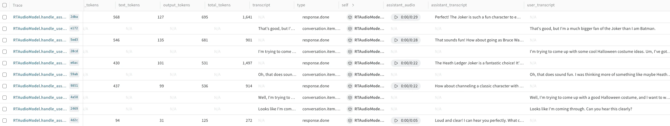 Realtime Audio API integration with Weave and streaming audio conversation interface