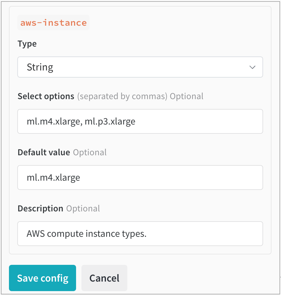 AWS 인스턴스 유형 옵션이 있는 Launch queue 템플릿 타일