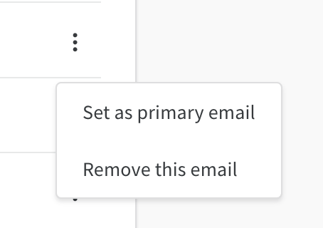 Menu déroulant de l’adresse e-mail principale