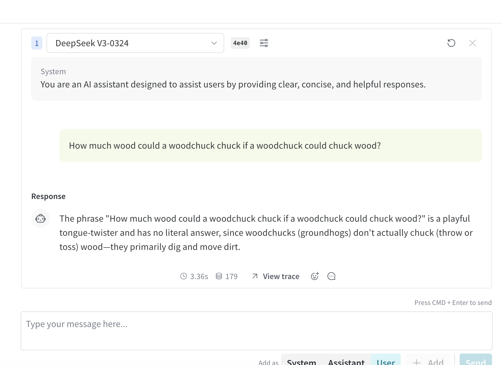 Using an Inference model in the Playground