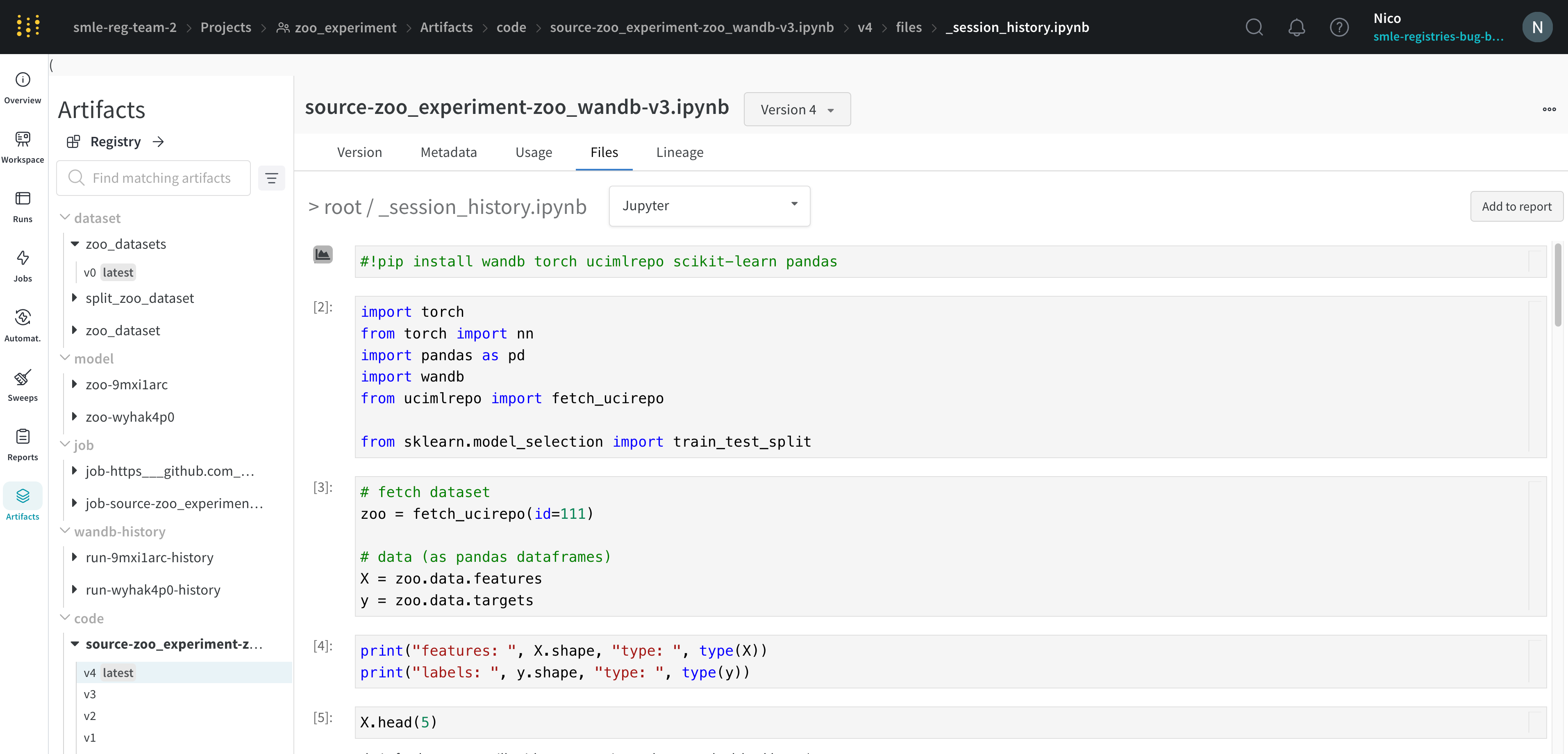 Jupyter session output
