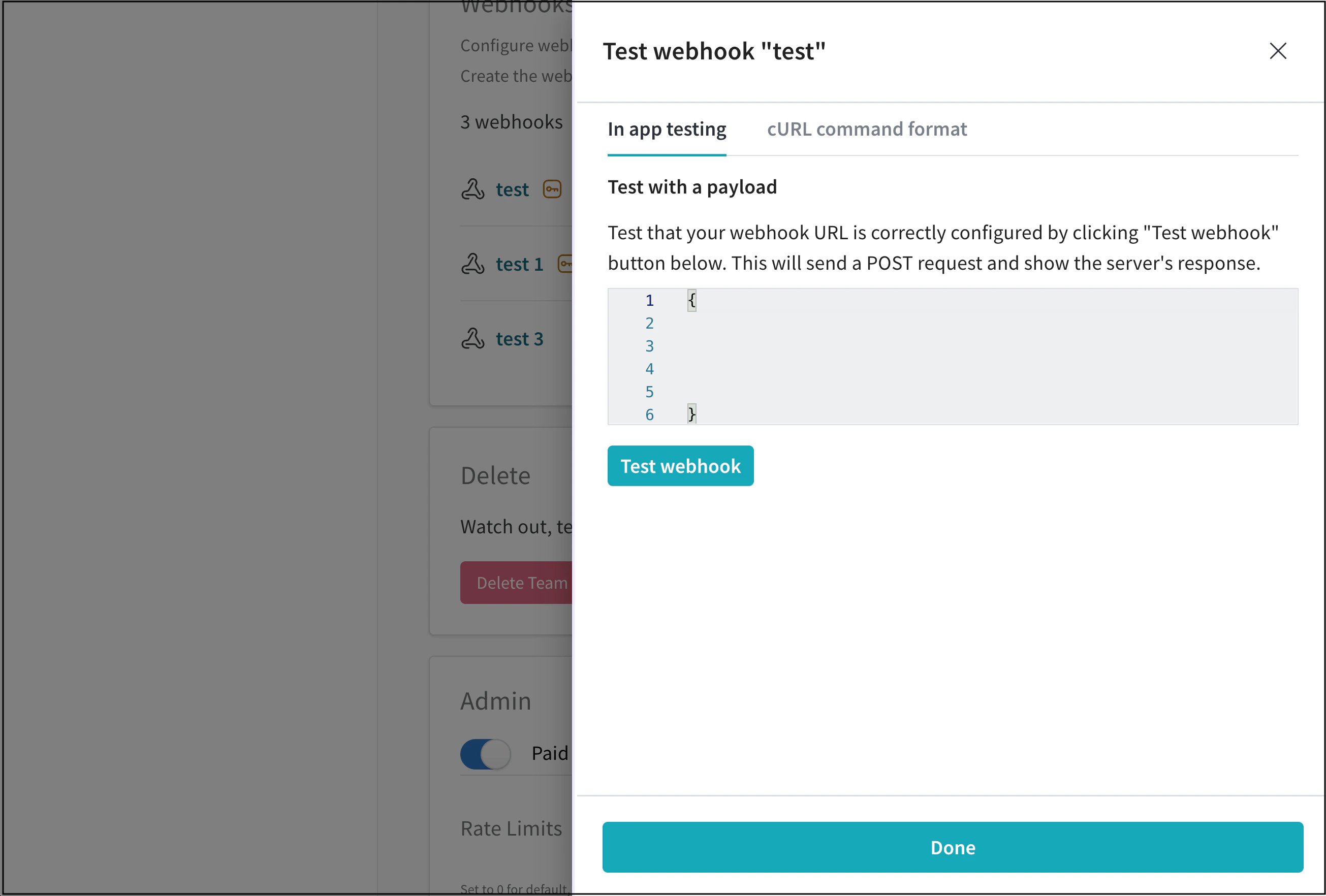 webhook ペイロードのテストのデモ