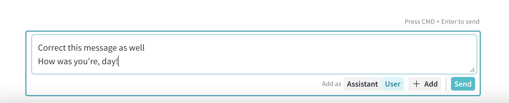 Screenshot of Playground sending a message