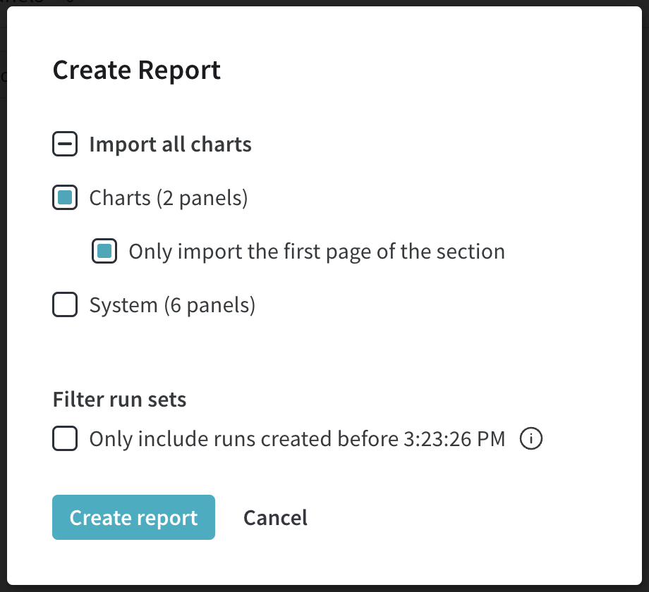 Create report modal