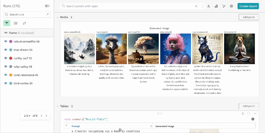 Experiment results logging