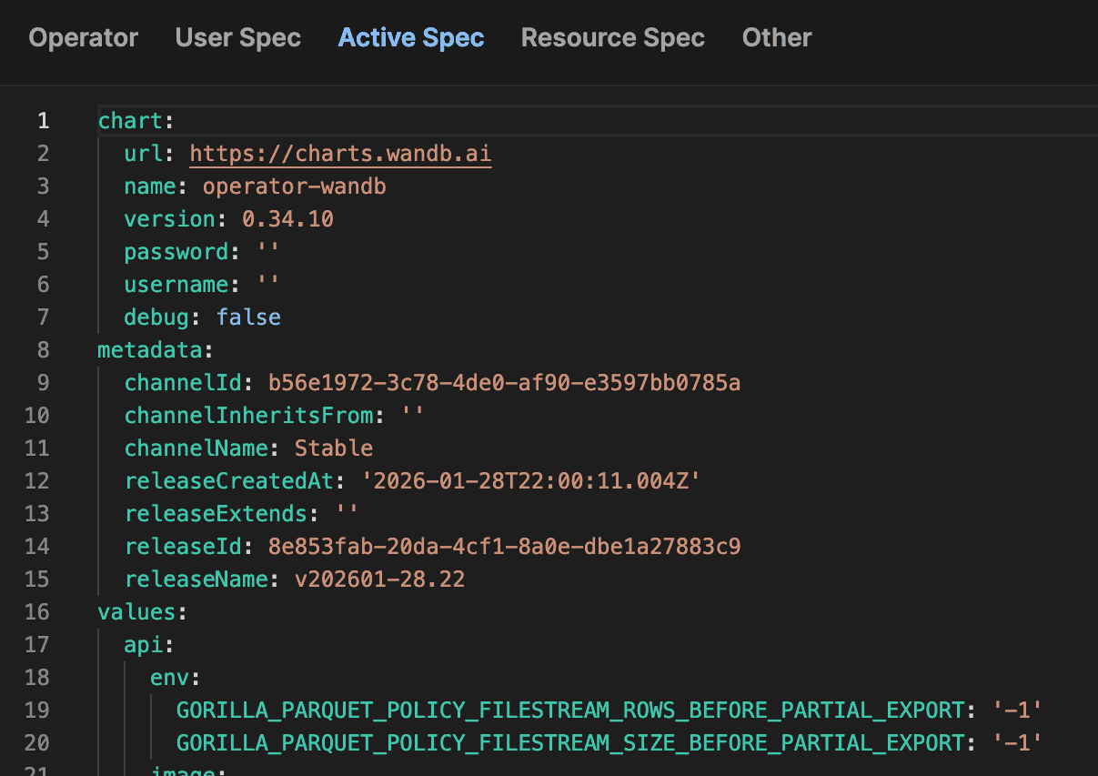 W&B System Console - ActiveSpec
