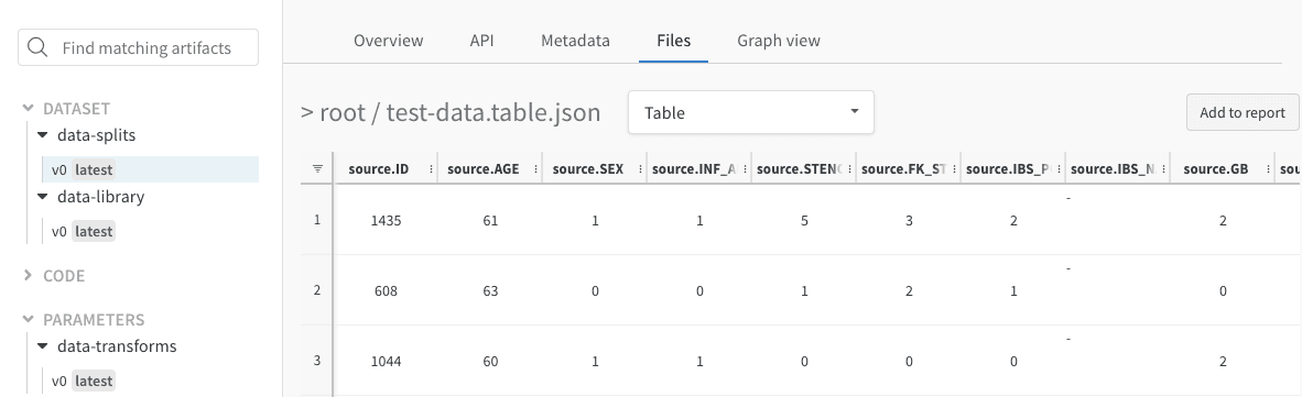 Tables と Artifacts のワークフロー