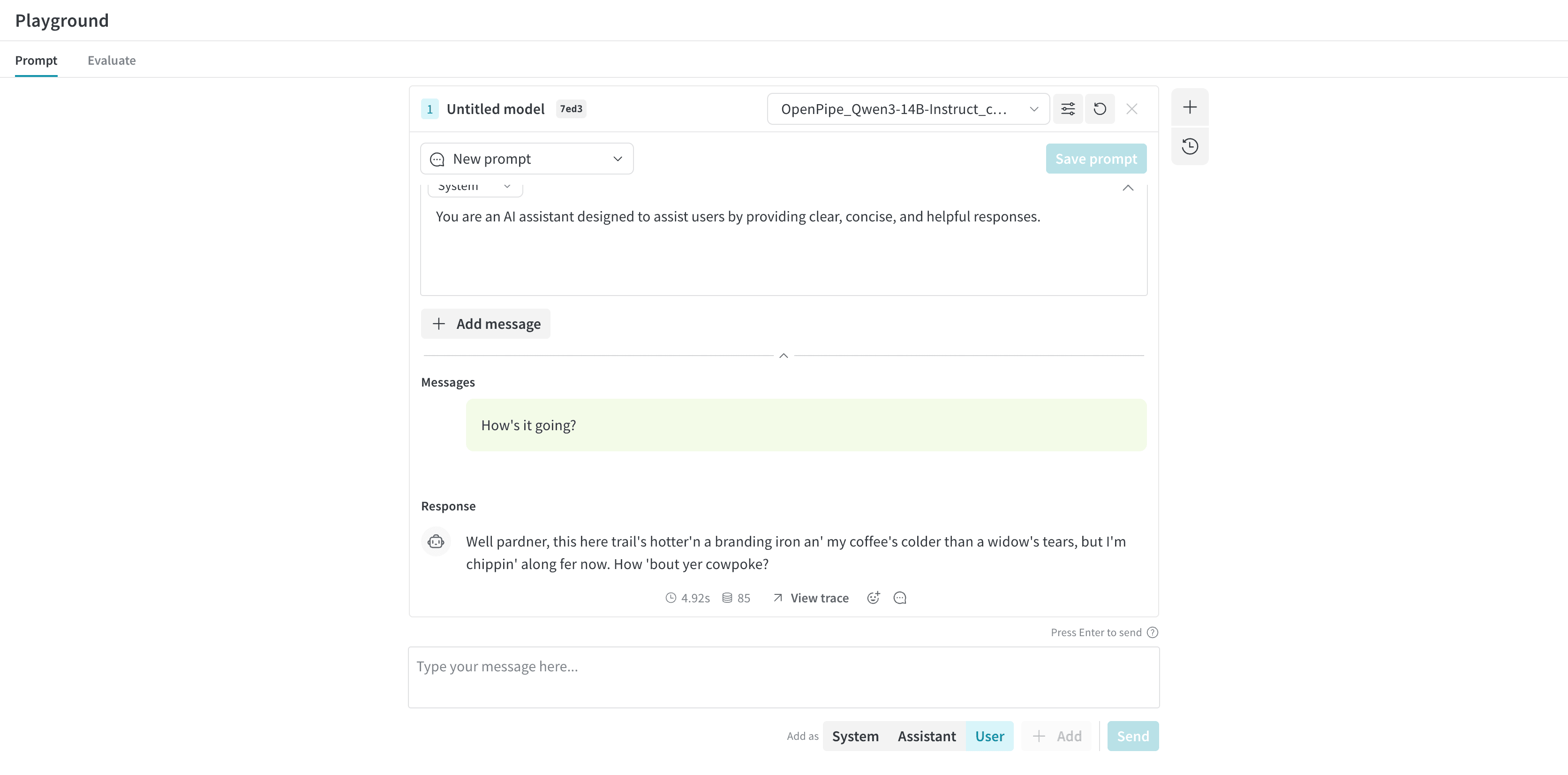 LoRA in Playground UI