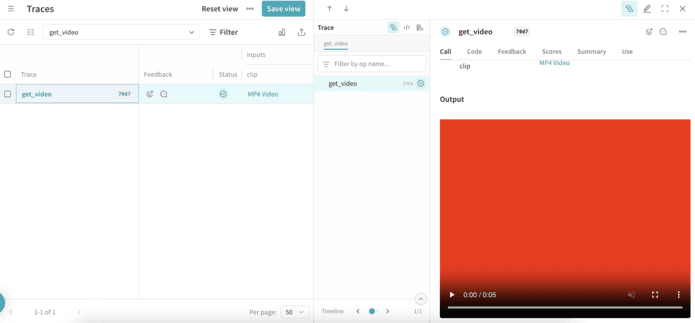 An MP4 video uploaded to Weave, viewed in the Traces popout.