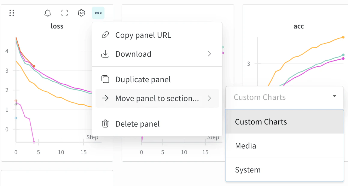 Moving panels between sections