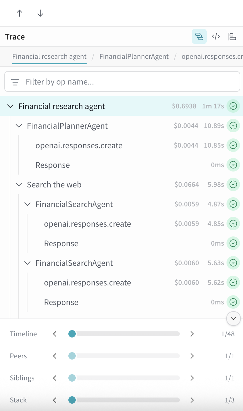 Trace panel scrubbers