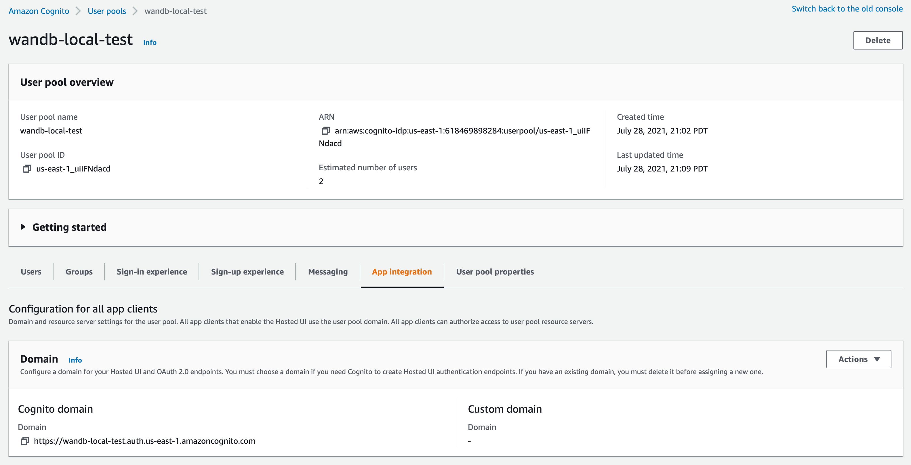 URL d’émetteur AWS Cognito