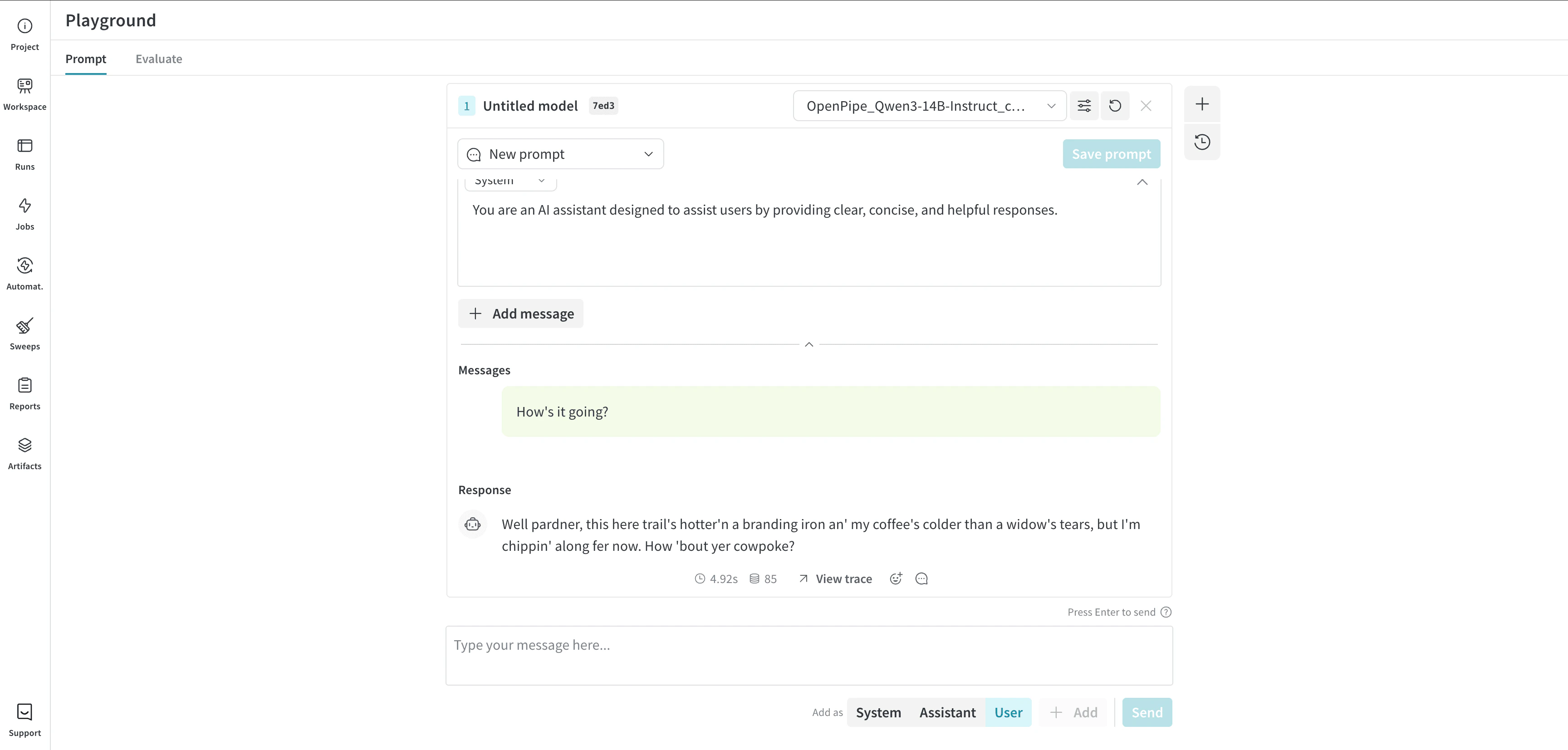 LoRA in Playground UI
