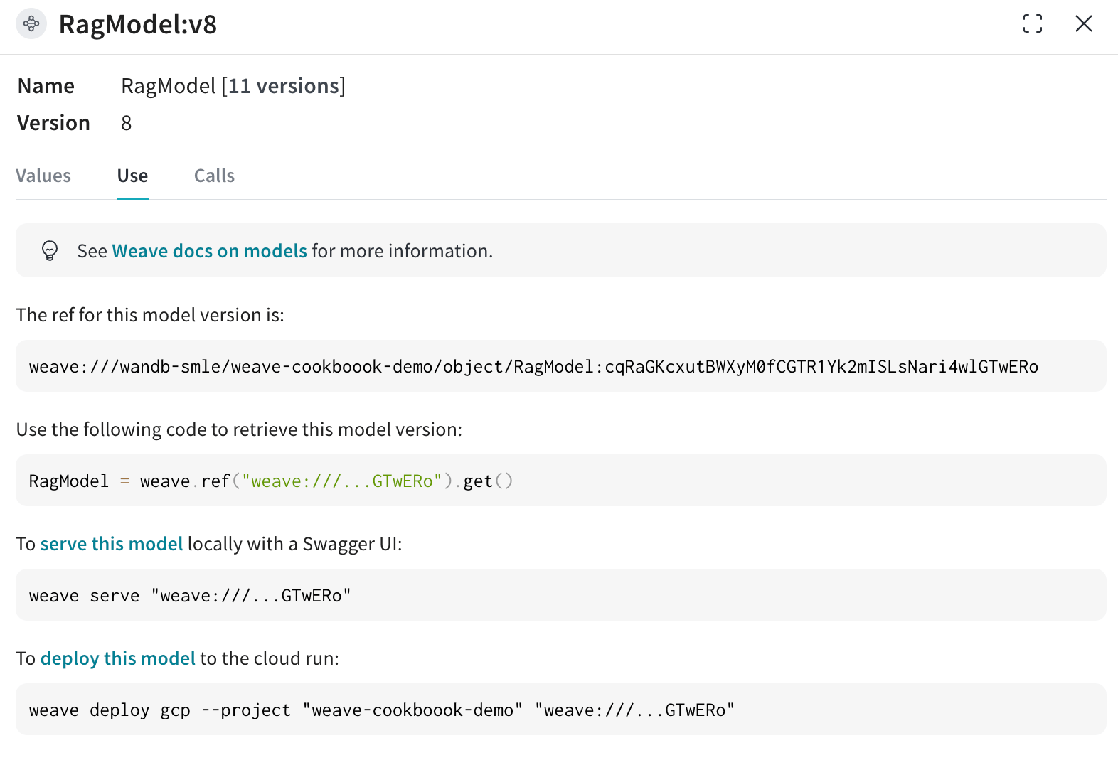 Weave UI User' tab with reference code