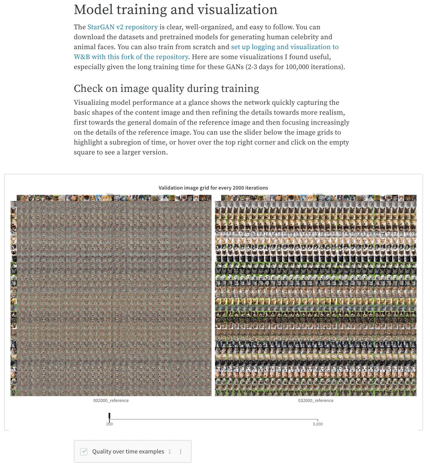 StarGAN report with sliders