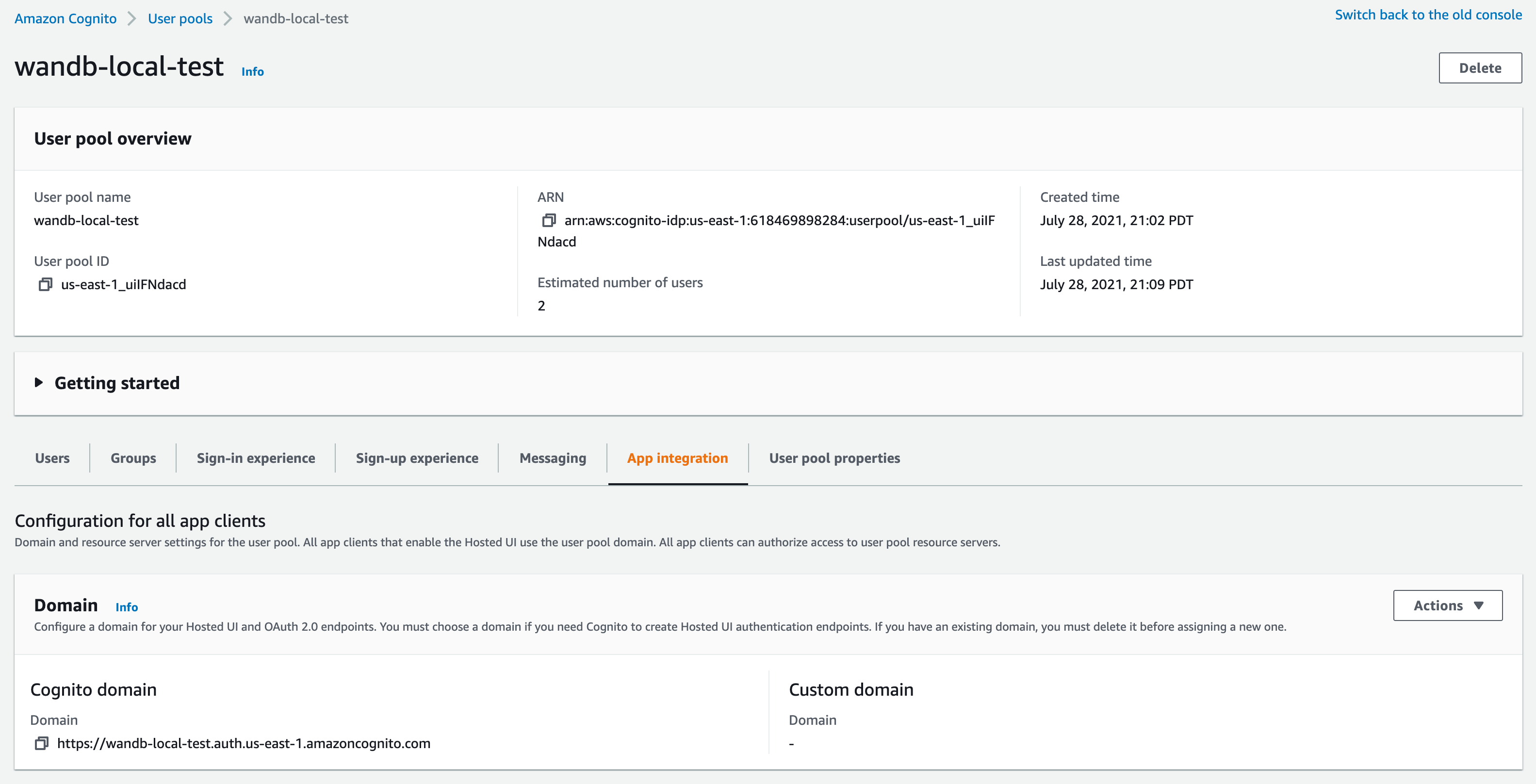 URL d’émetteur AWS Cognito