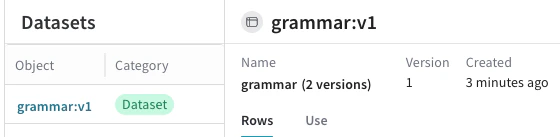 Dataset UI - 게시된 메타데이터.
