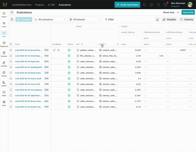 トレースと評価テーブルの列を並べ替える動画