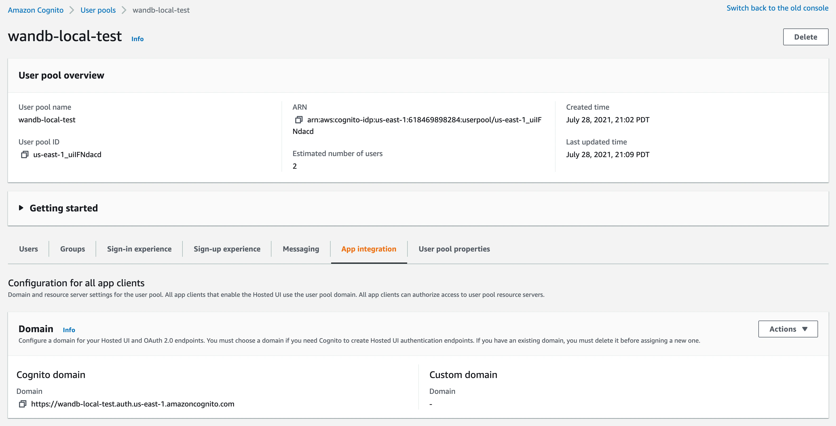 URL de l’émetteur AWS Cognito