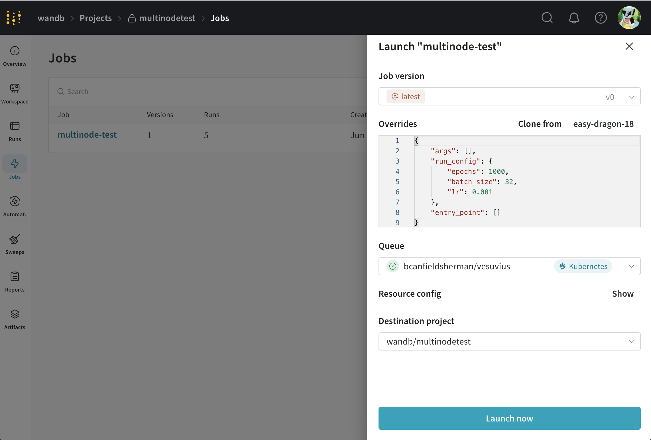 Multi-node job launch