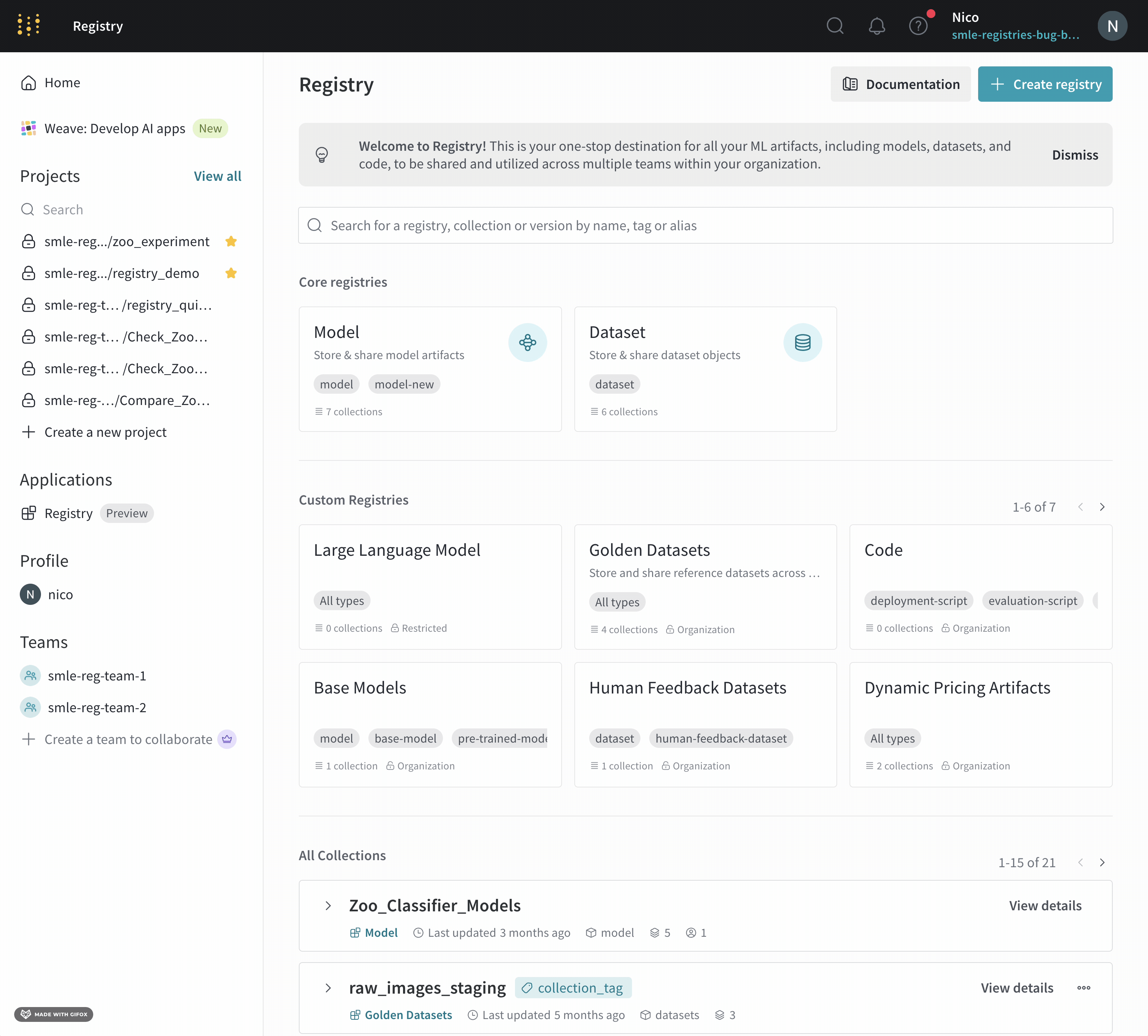 Searching within a Registry