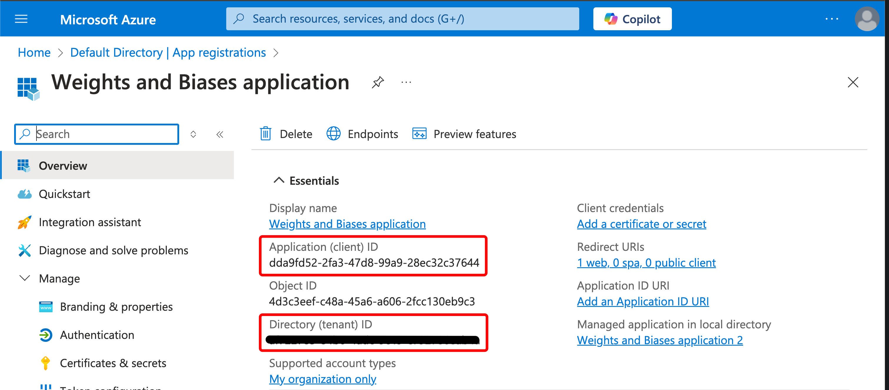 Application and Directory IDs