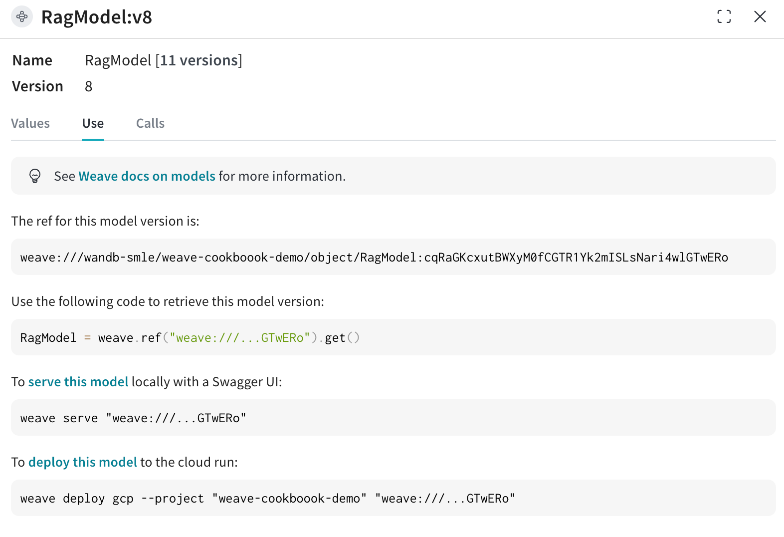 Weave UI User' tab with reference code